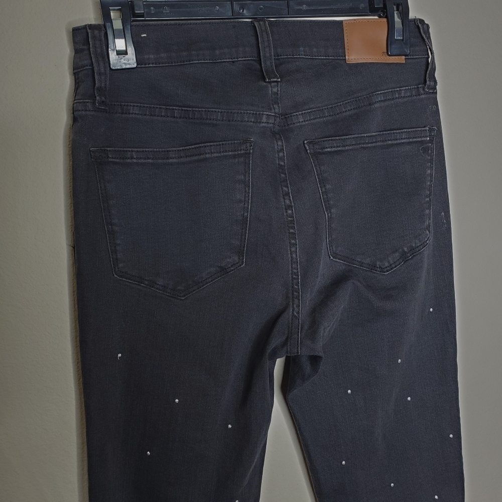 Madewell Black Scattered Metallic Dot High Rise Cali Demi Boot Cut Flare Jeans - Picture 8 of 15